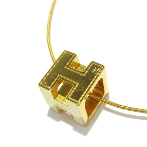 Auth HERMES Cage d'H - Gold White Hardware Necklace - Picture 2 of 9